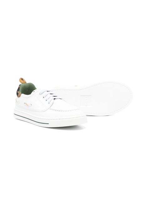 Sneakers In Pelle Bianca Con Dettagli a Contrasto FENDI KIDS | JMR522-AU2HF0C1A